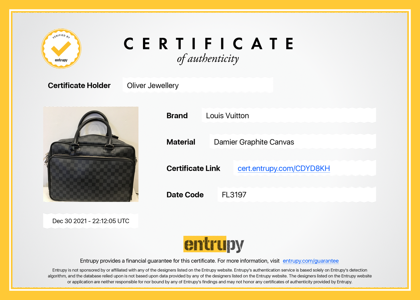 Louis Vuitton Damier Graphite Icare Laptop Bag