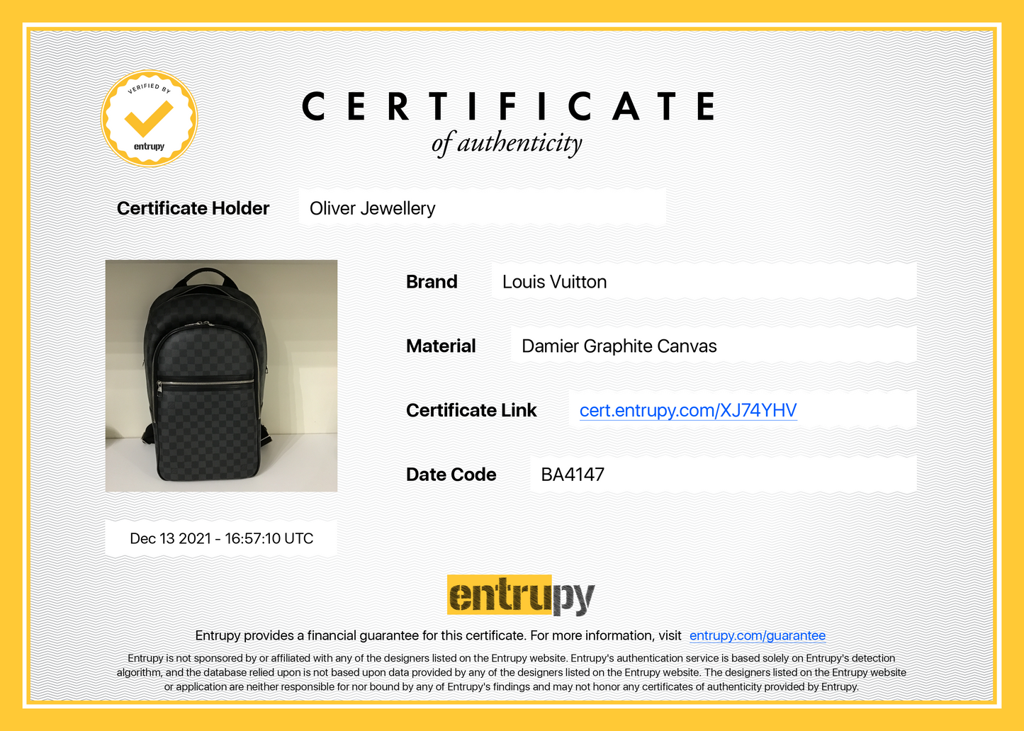 Louis Vuitton Damier Graphite Michael Backpack