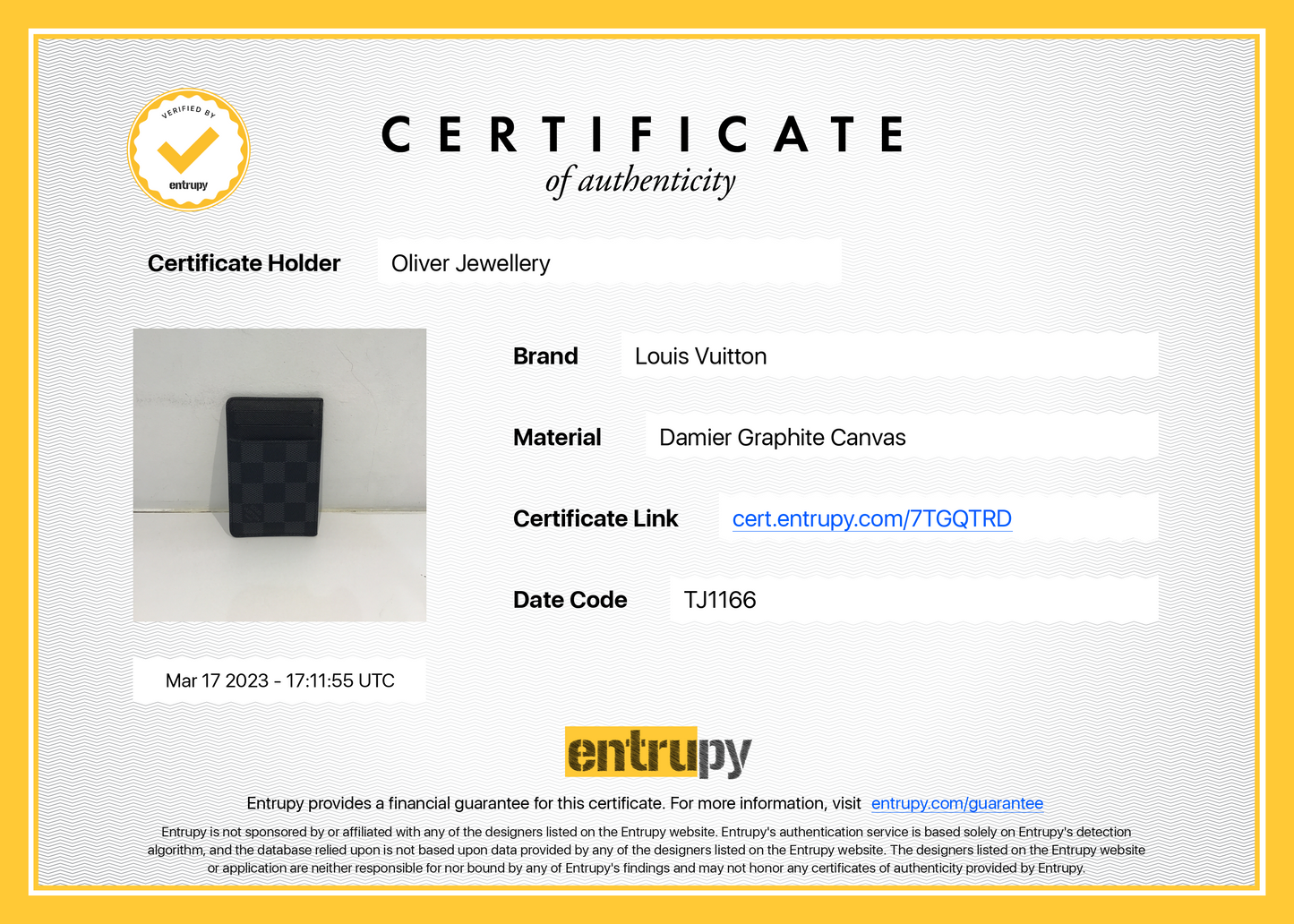 Louis Vuitton Damier Graphite Neo Porte-Cartes Card Holder