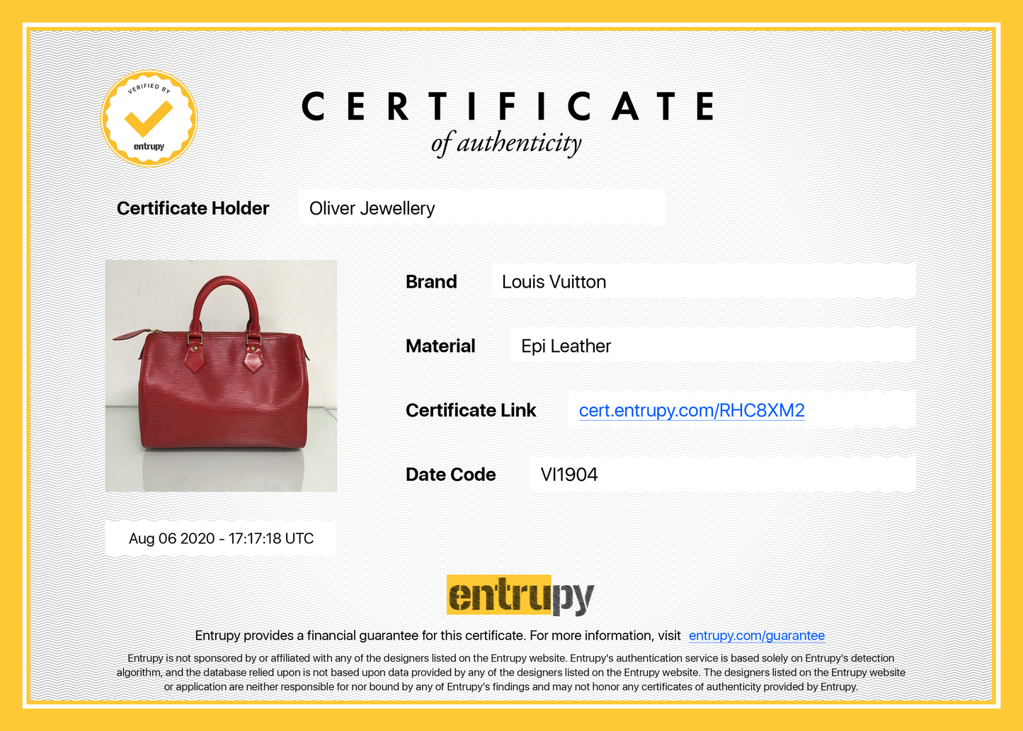 Louis Vuitton Epi Speedy 25