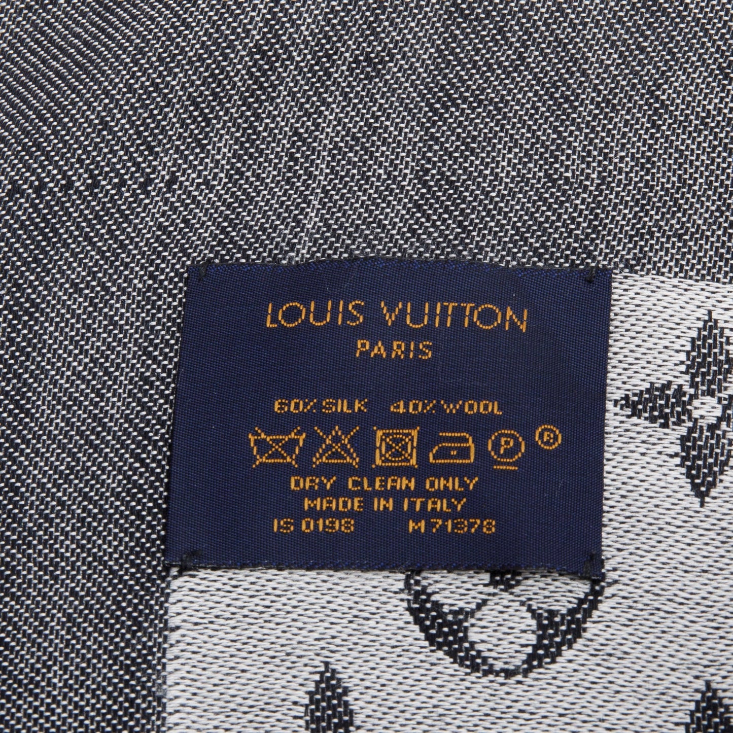 Louis Vuitton Grey/ Black Monogram Denim Shine Shawl Scarf