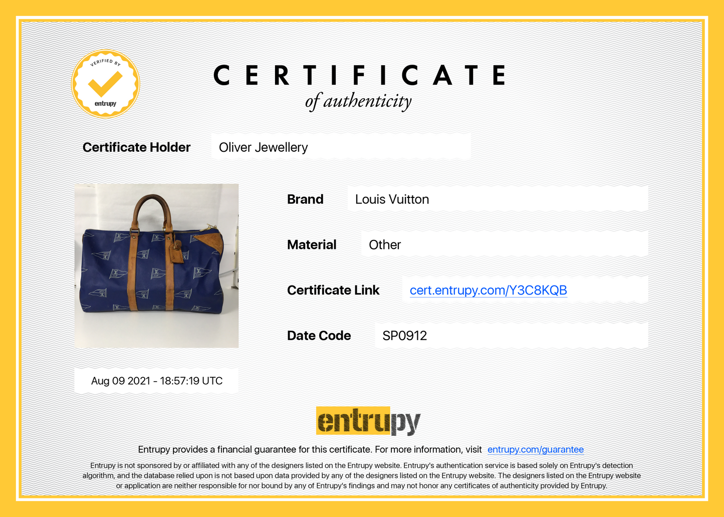 Louis Vuitton Limited Edition America's Cup Duffel Bag