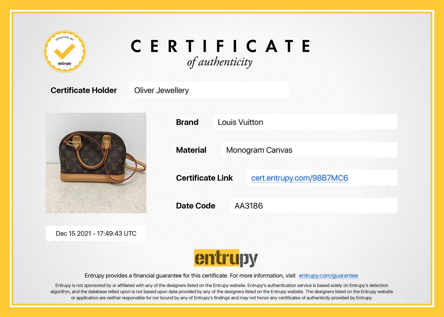 Louis Vuitton Monogram Alma BB