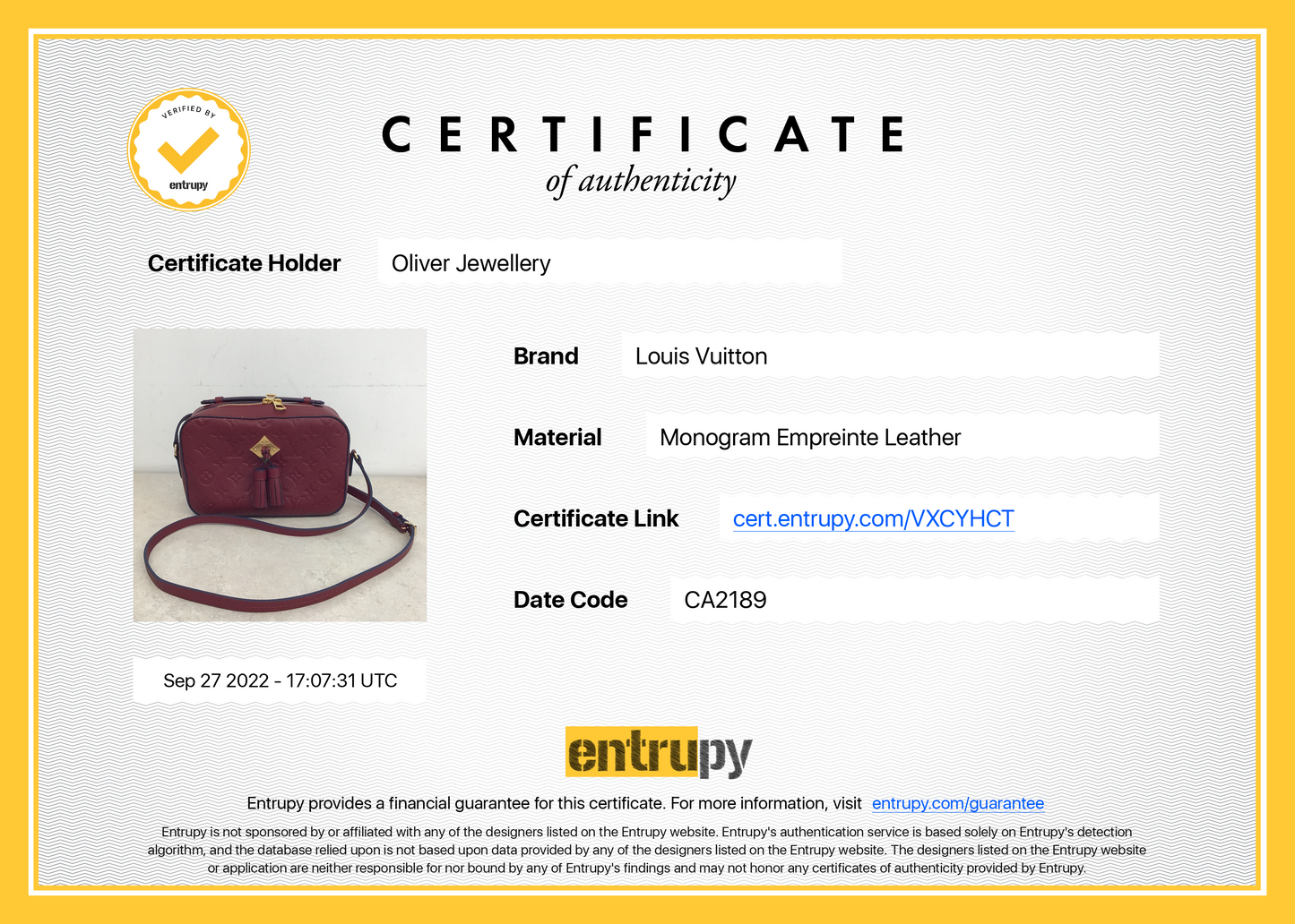Louis Vuitton Monogram Empreinte Saintonge Bag