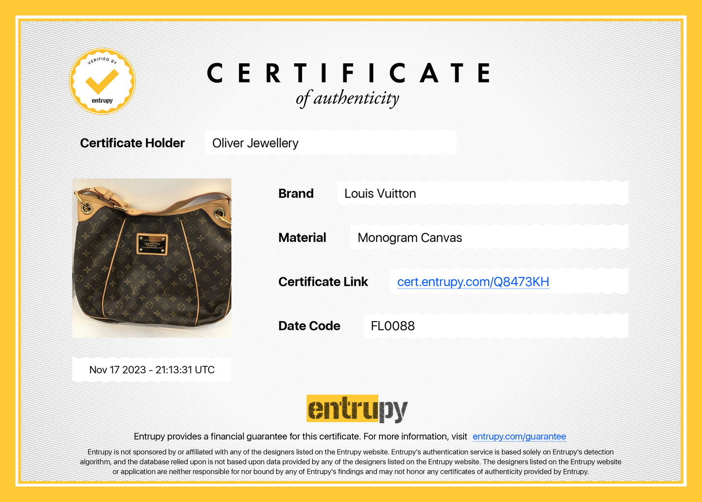 Louis Vuitton Monogram Galleria PM