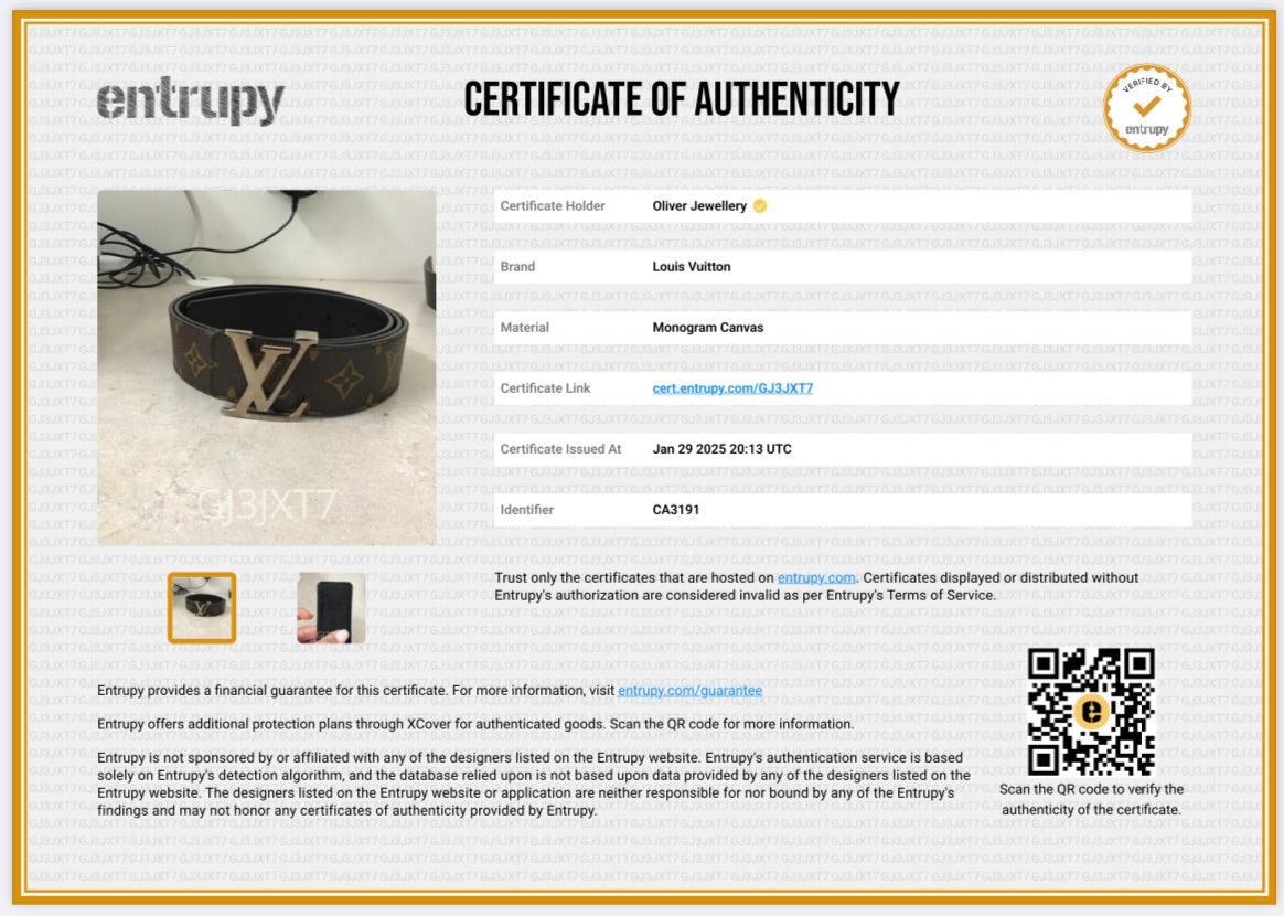 Louis Vuitton Monogram Macassar Canvas LV Initiales 40 MM Reversible Belt, Size 110 44