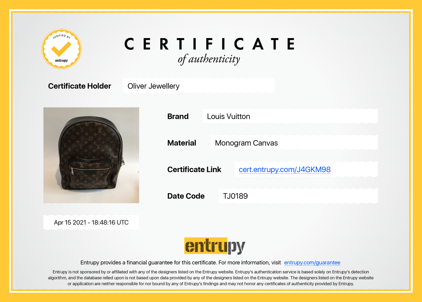 Louis Vuitton Monogram Macassar Josh Backpack