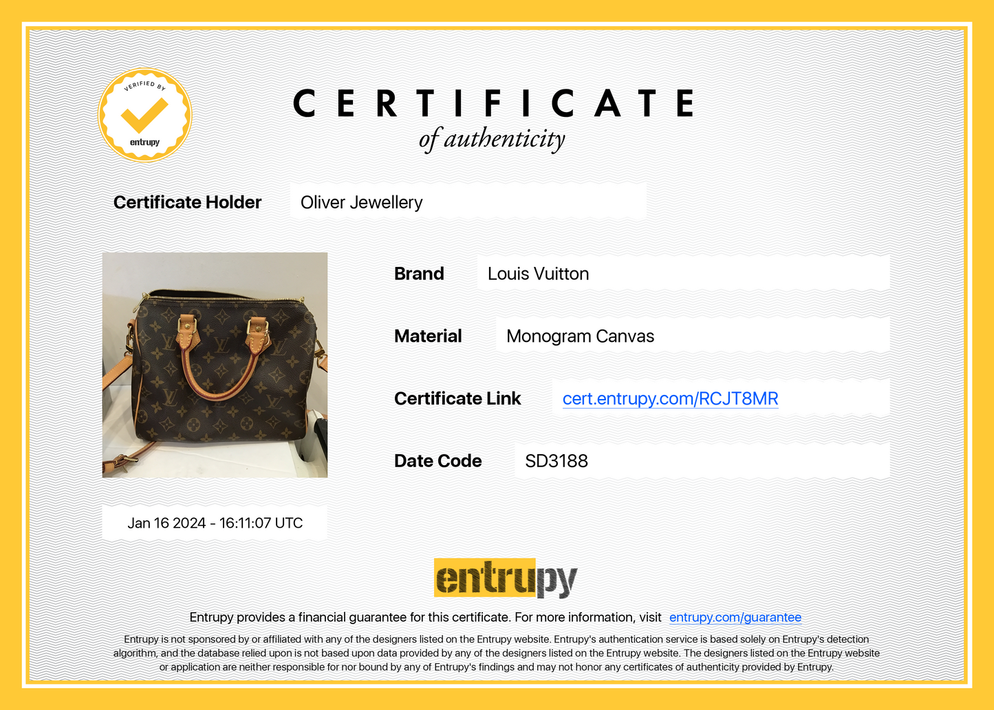 Louis Vuitton Monogram Speedy Bandouliere 25