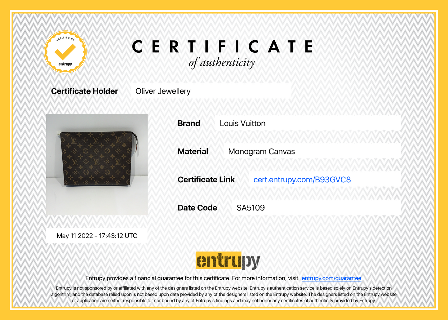 Louis Vuitton Monogram Toiletry Pouch 26