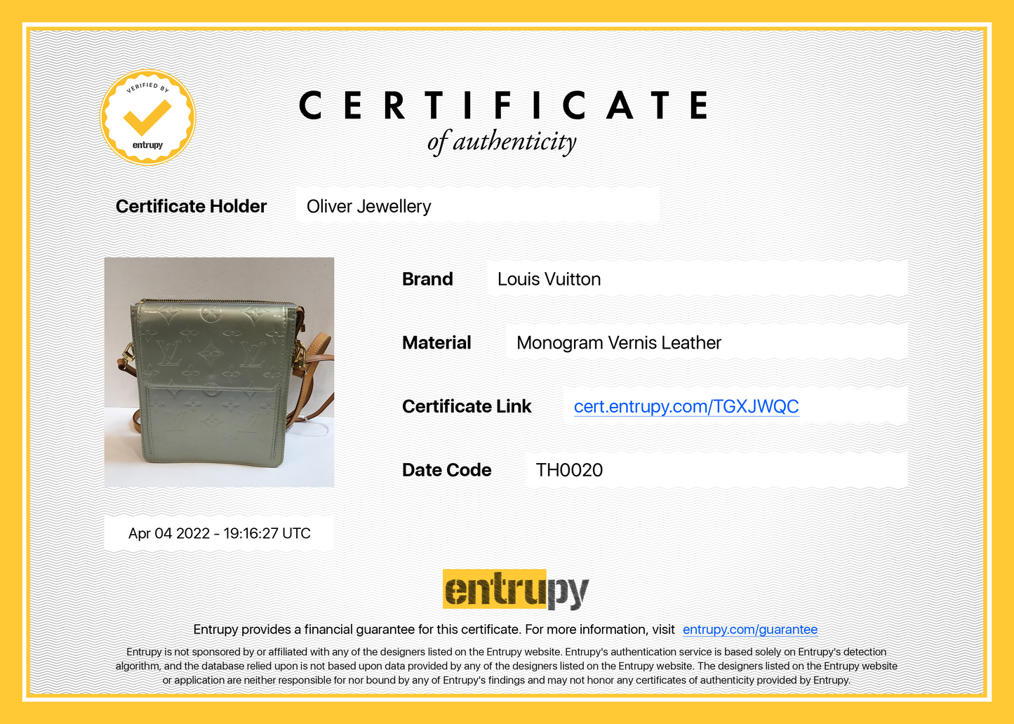 Louis Vuitton Monogram Vernis Mott Bag