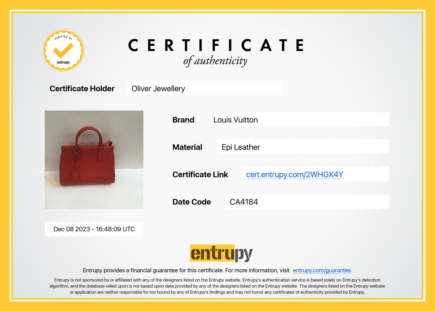 Louis Vuitton Red Epi Leather Marly BB