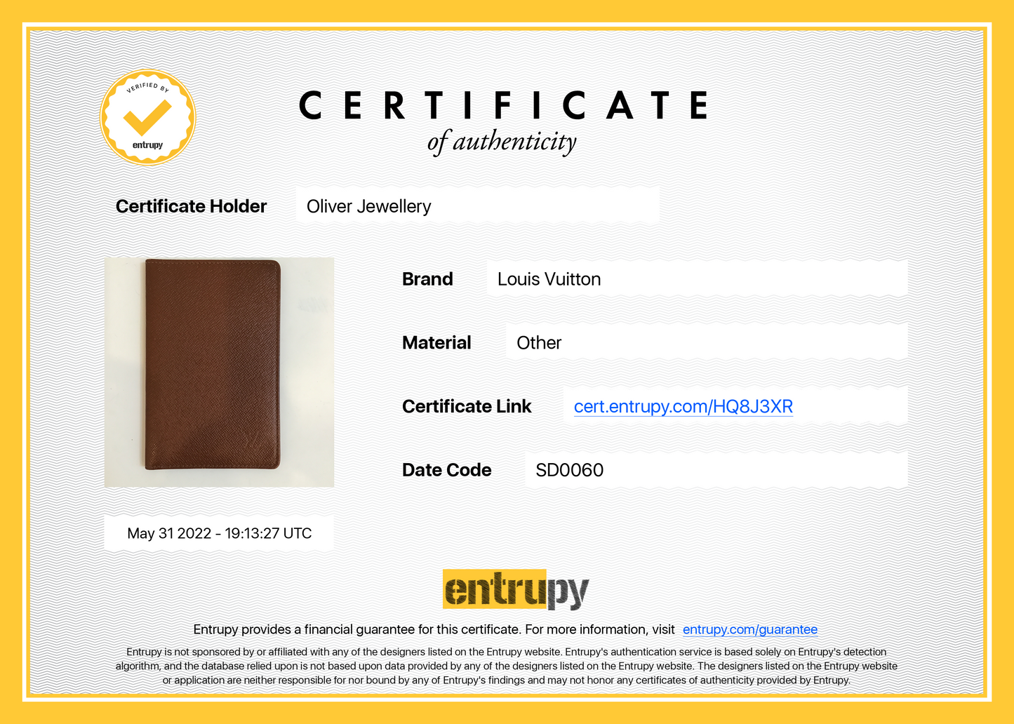 Louis Vuitton Taiga Leather ID Card Holder Wallet