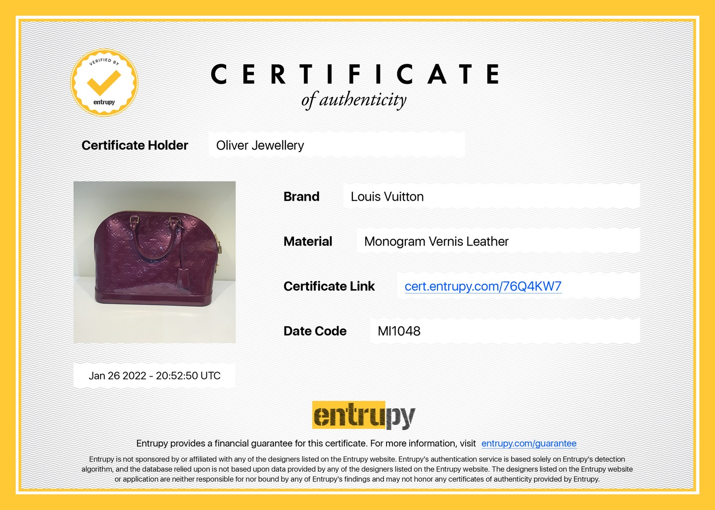 Louis Vuitton Vernis Alma GM