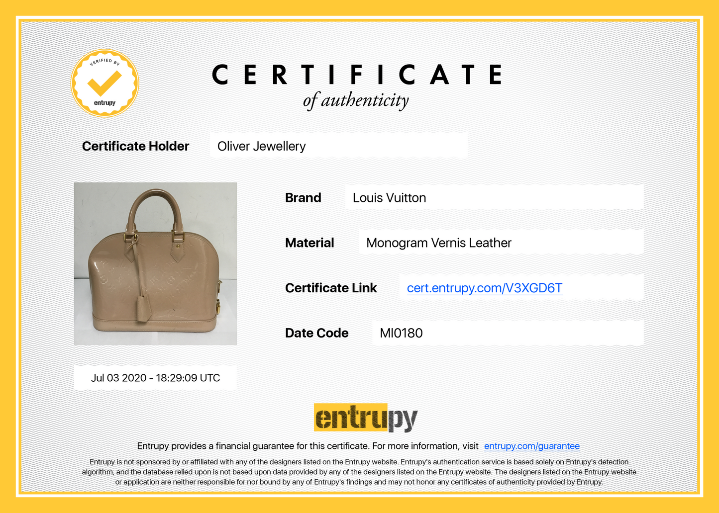 Louis Vuitton Vernis Alma PM