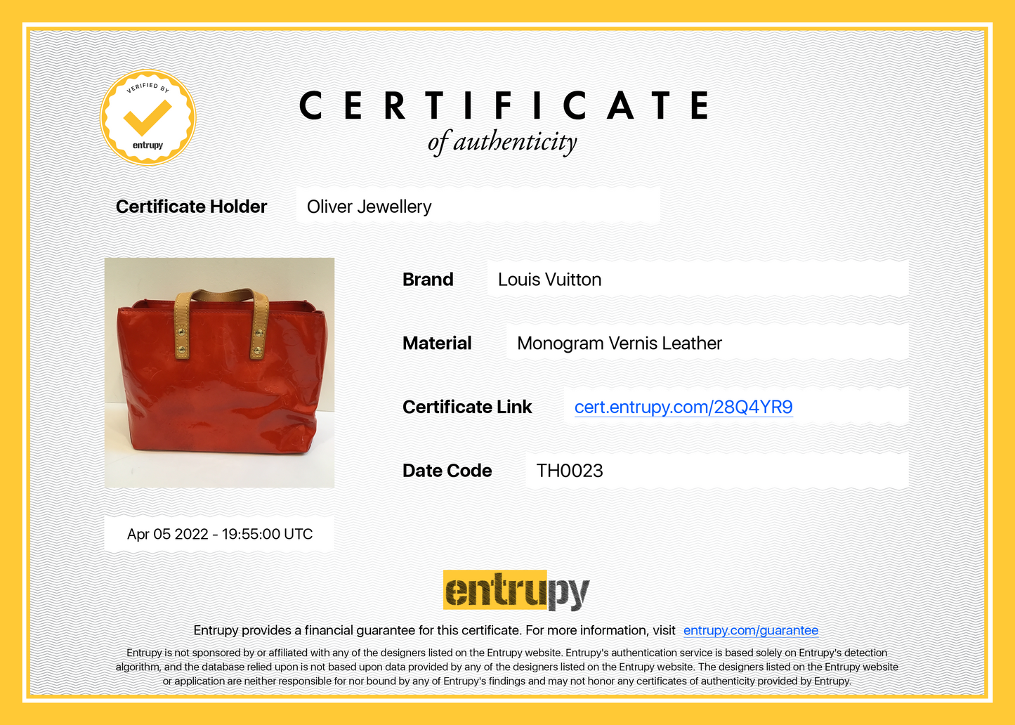 Louis Vuitton Vernis Reade PM Tote
