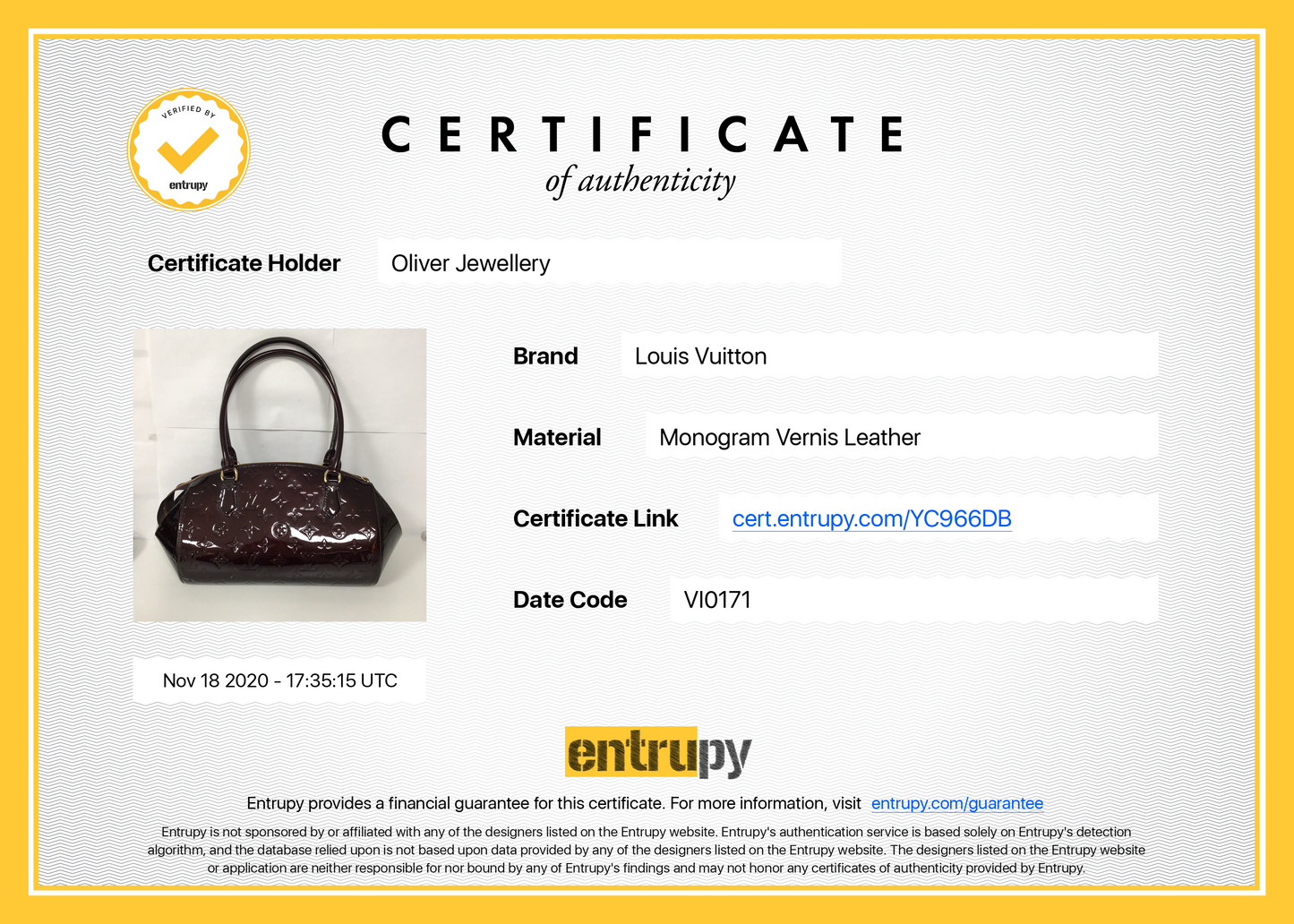 Louis Vuitton Vernis Sherwood PM Bag