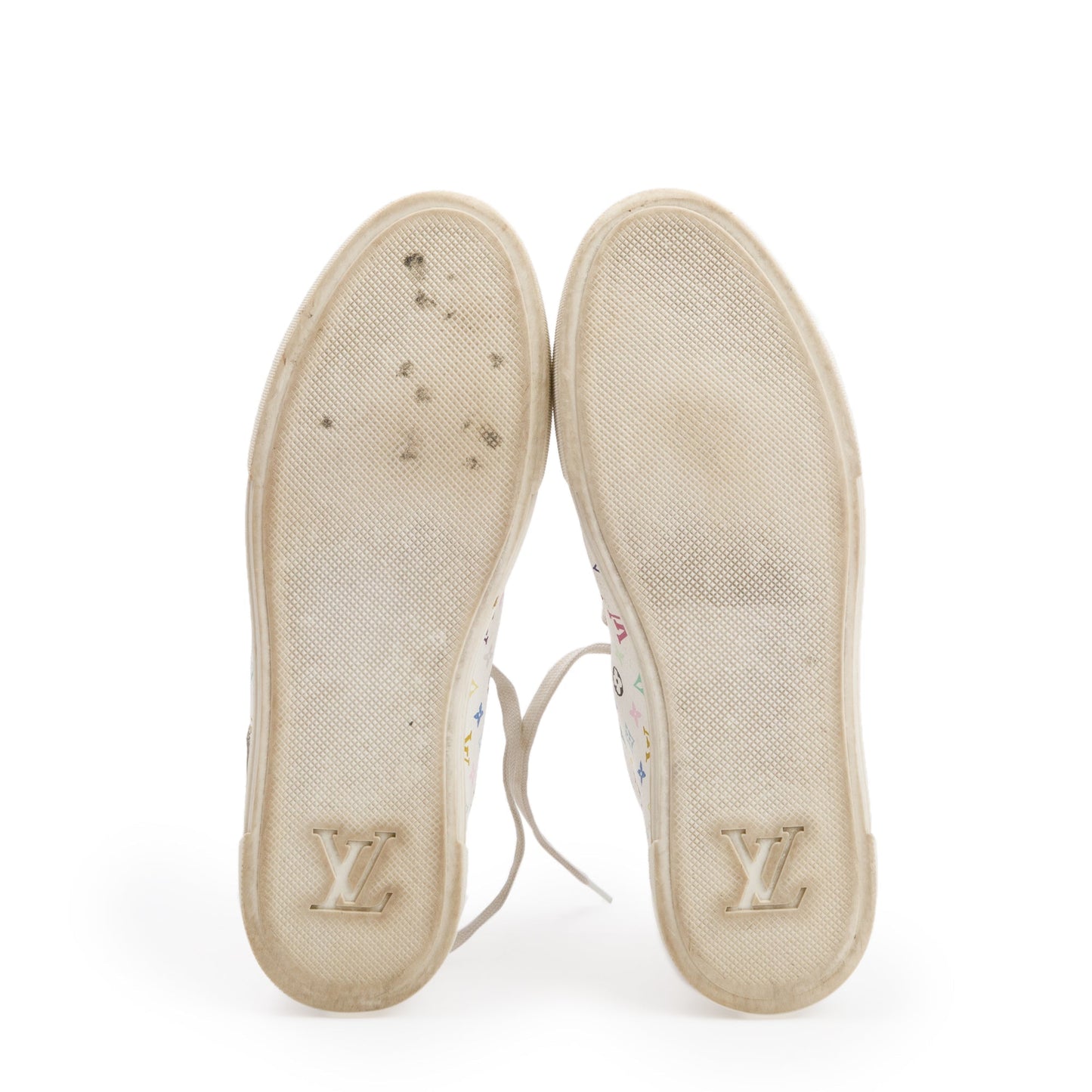 Louis Vuitton White Monogram Multicolor High Top Sneakers, Size 37