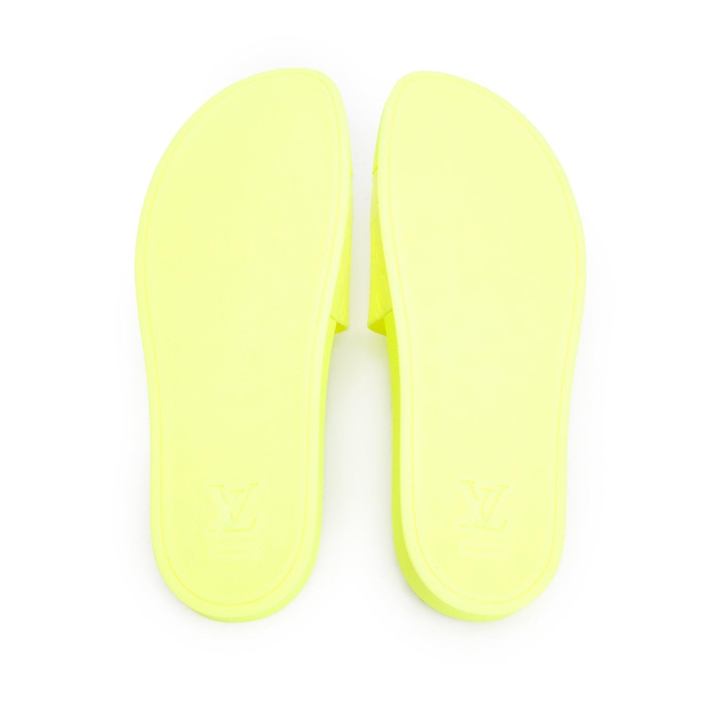 Louis Vuitton Yellow Rubber Embossed Monogram Waterfront Mule Slides, Size 12