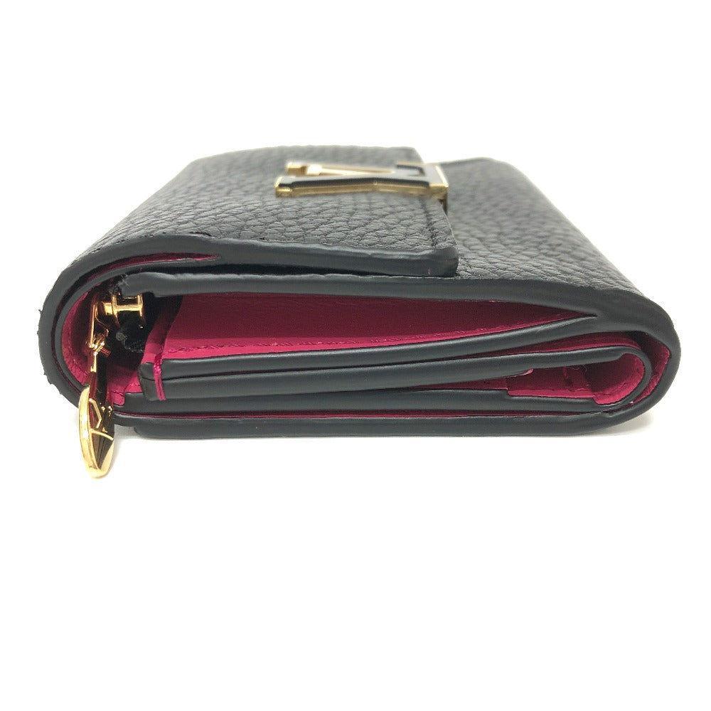 LOUIS VUITTON Trifold wallet M68587 Taurillon Clemence Leather black Portefeuille Capucines XS Women
