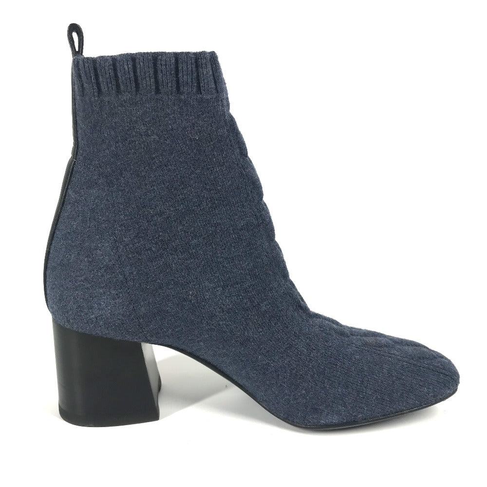HERMES boots knit Navy Volver Short Boots Women 36.5