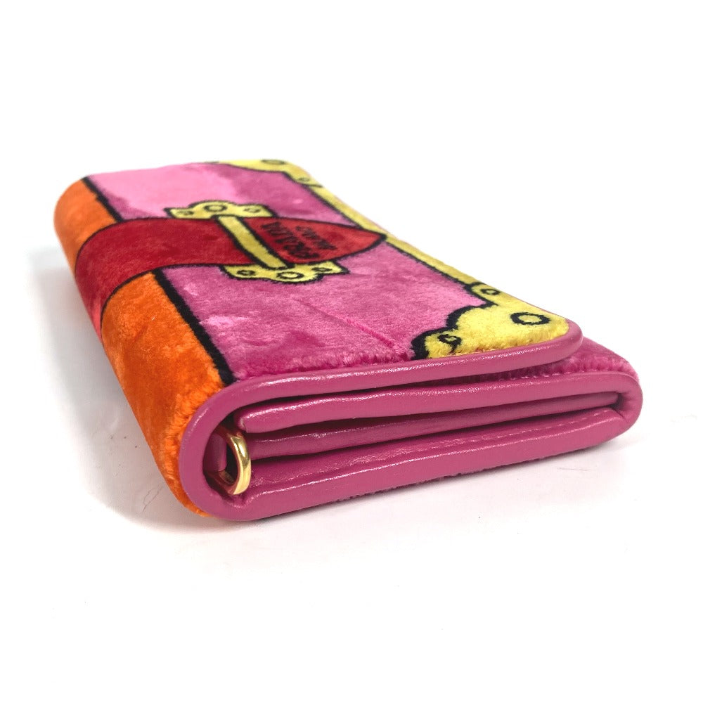PRADA Long Wallet Purse 1MH019 velvet pink Long wallet logo Women