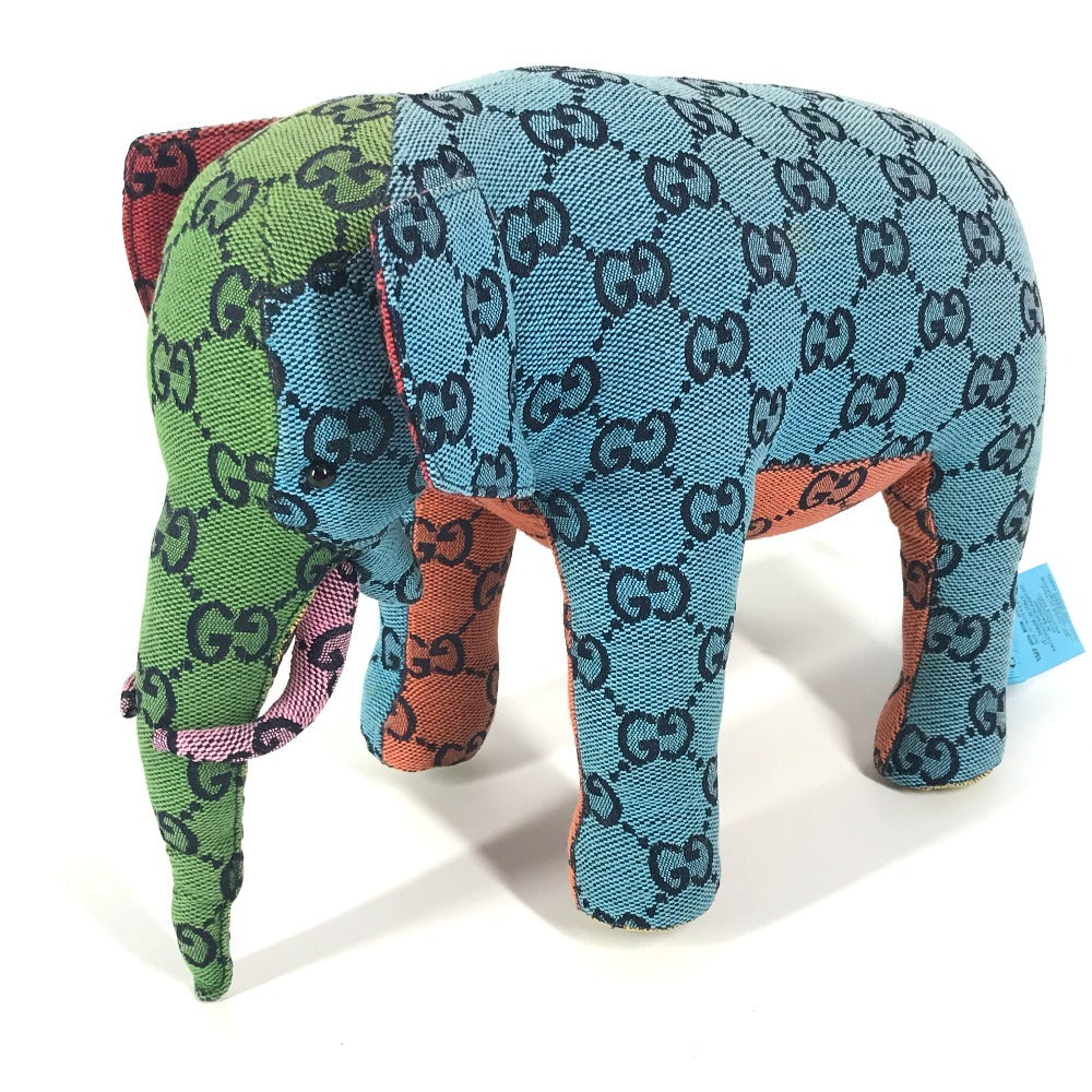 GUCCI Plush Doll 670233 fabric multicolor GG Decorative Elephant Animal unisex(Unisex)