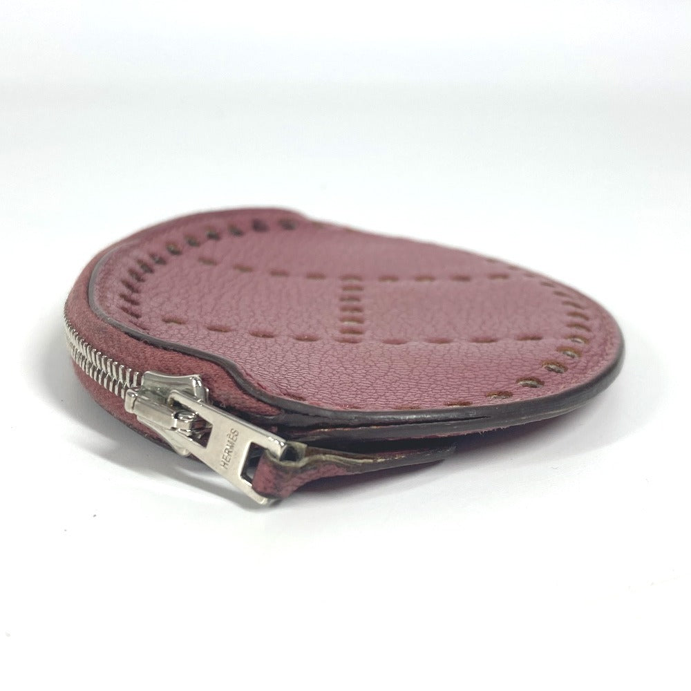HERMES Coin case leather purple Evelyn Evelyn H logo