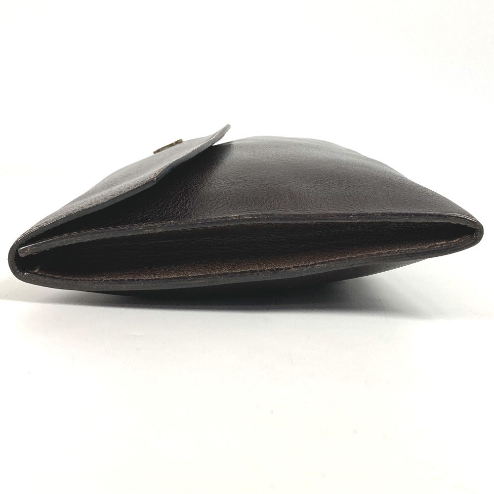 HERMES Clutch bag leather Brown vintage logo