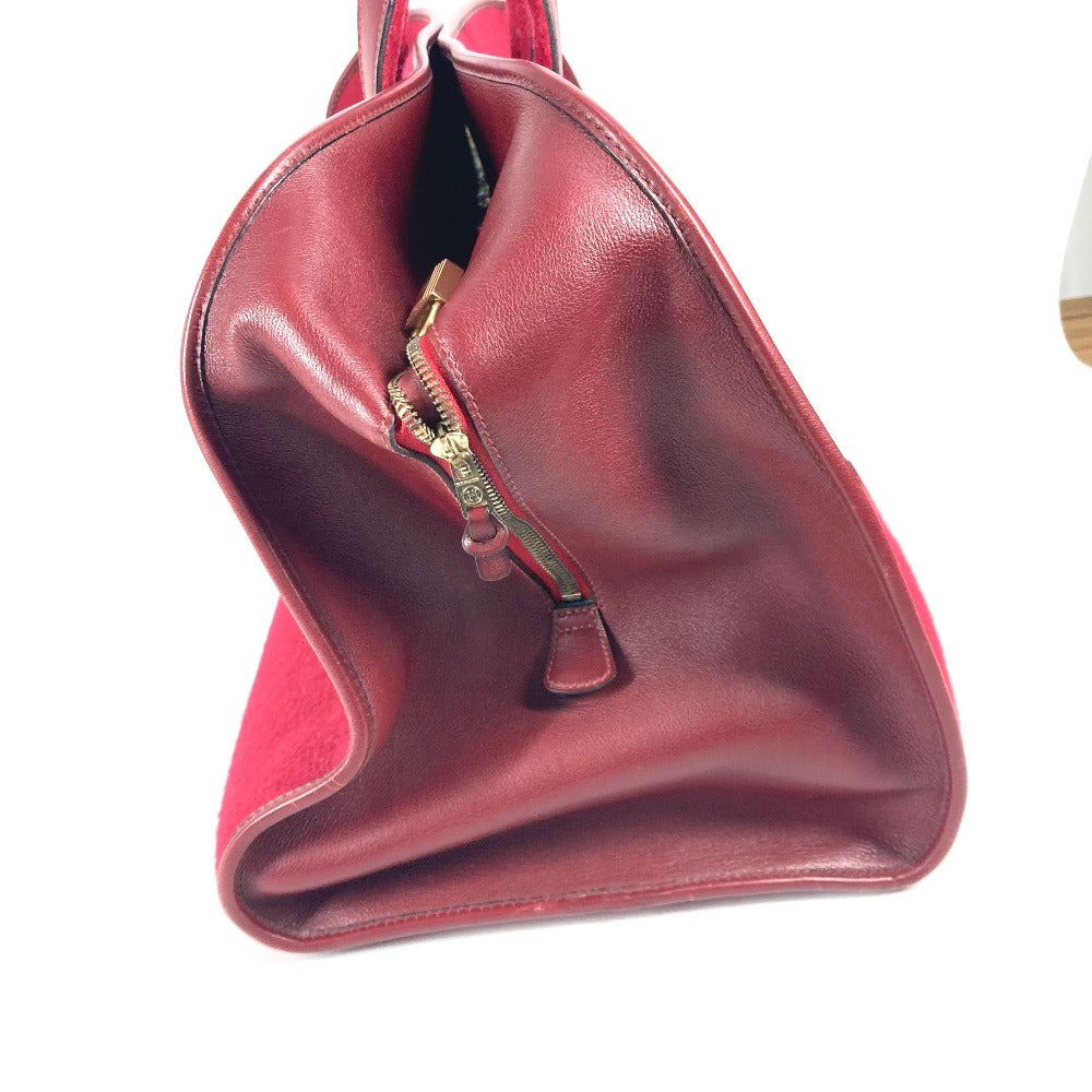 HERMES Boston Duffel bag Felt, Leather Red H punching logo Hood