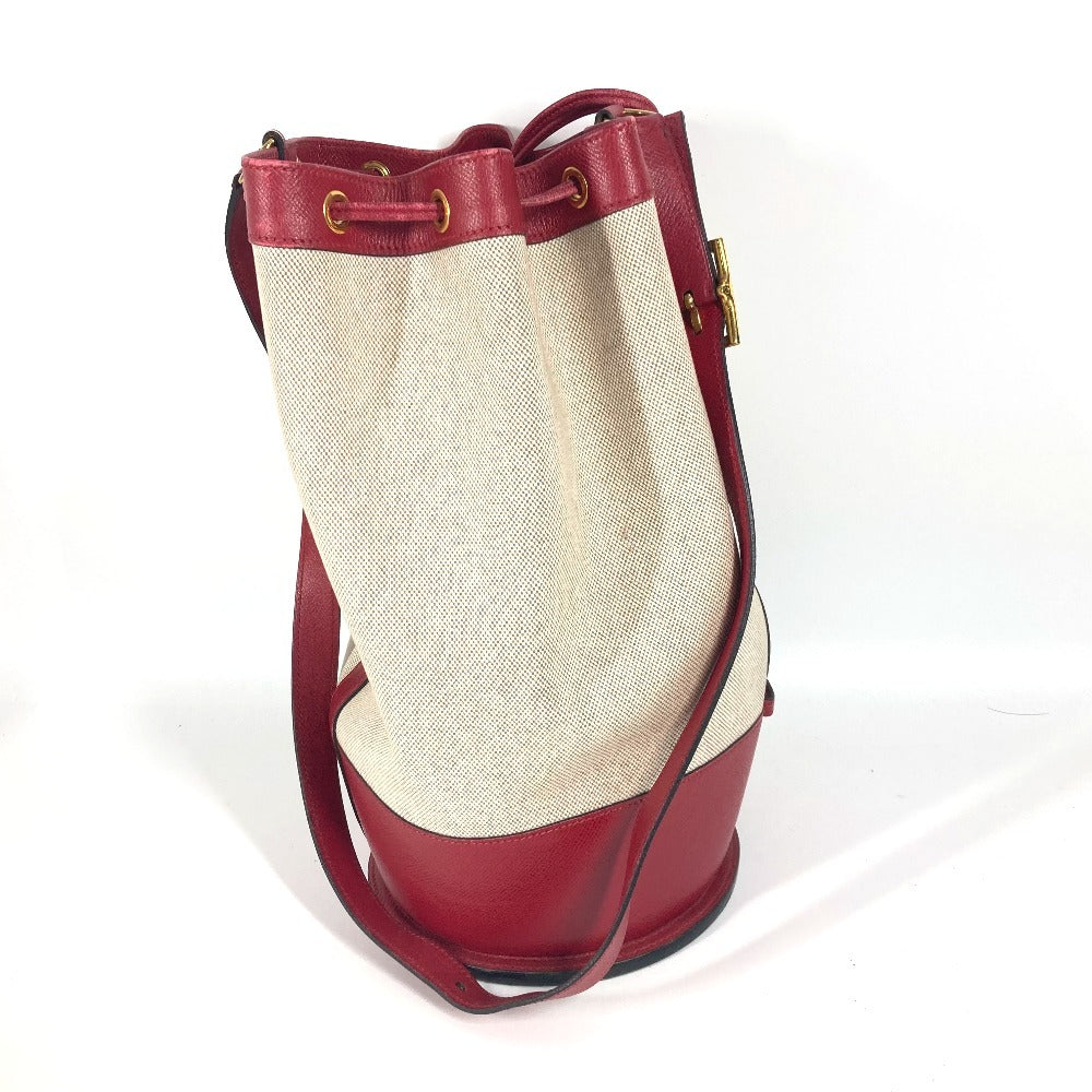 HERMES Shoulder Bag Leather / canvas Red vintage Standy