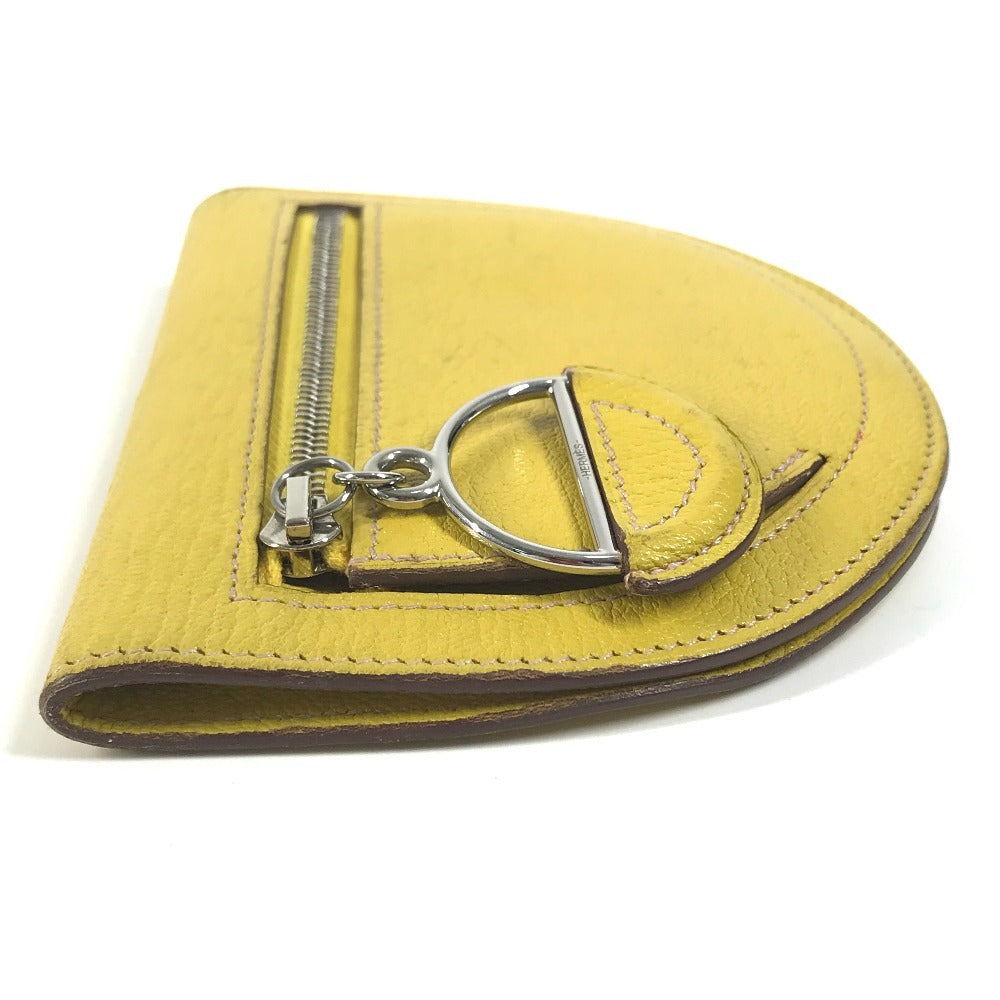 HERMES Coin case leather yellow In the Loop Compact