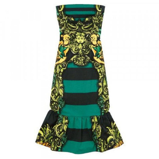 PRADA BAROQUE STRIPE STRAPLESS DRESS