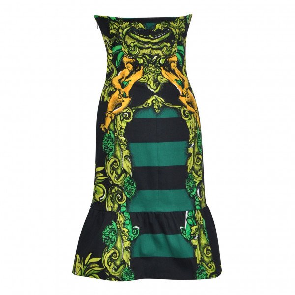 PRADA BAROQUE STRIPE STRAPLESS DRESS