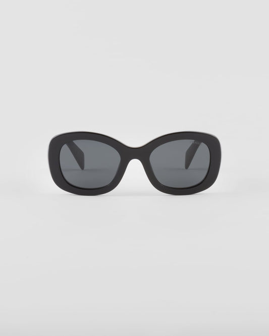PRADA OVERSIZED LOGO ACETATE OVAL SUNGLASSES
