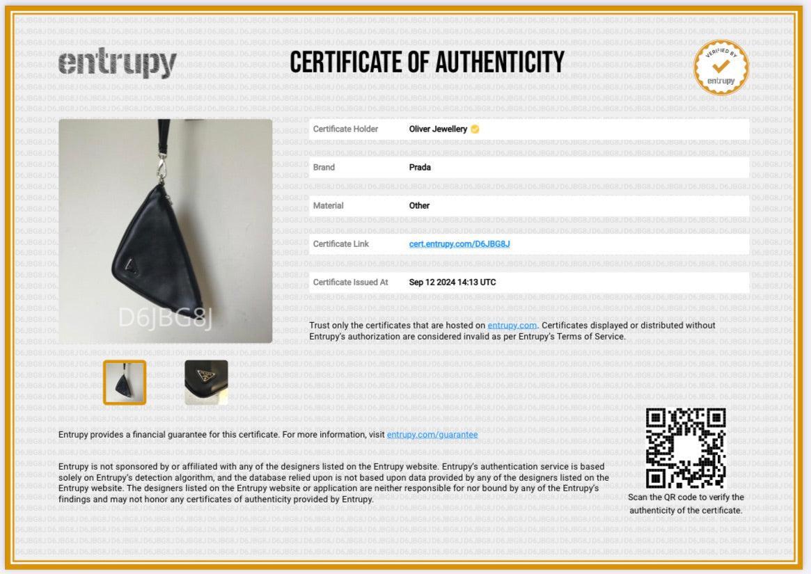 Prada Black Grace Lux Leather Triangle Wristlet Clutch