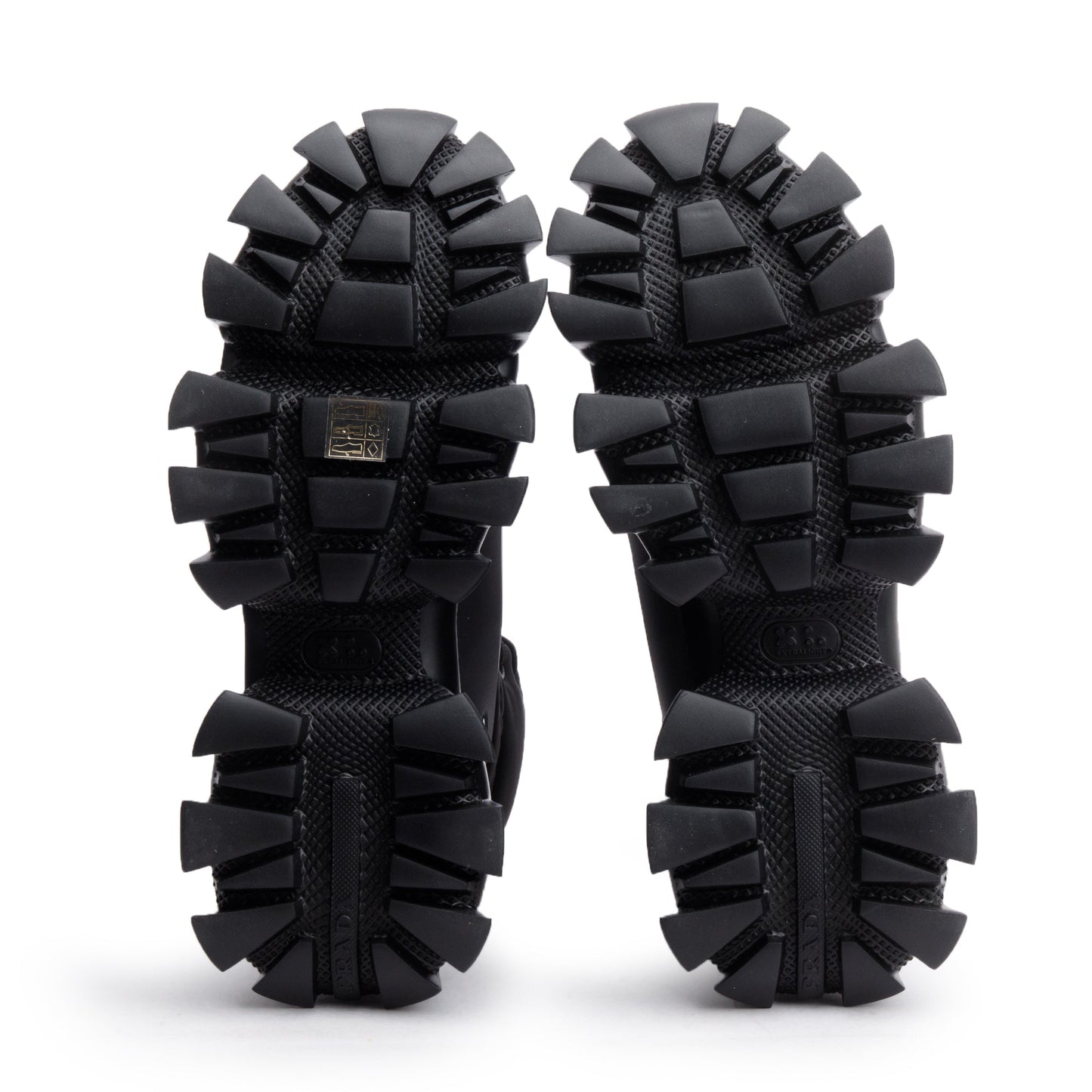Prada Black Nylon/ Rubber Cloudbust Thunder Lug-Sole Combat Boots, Size 6.5