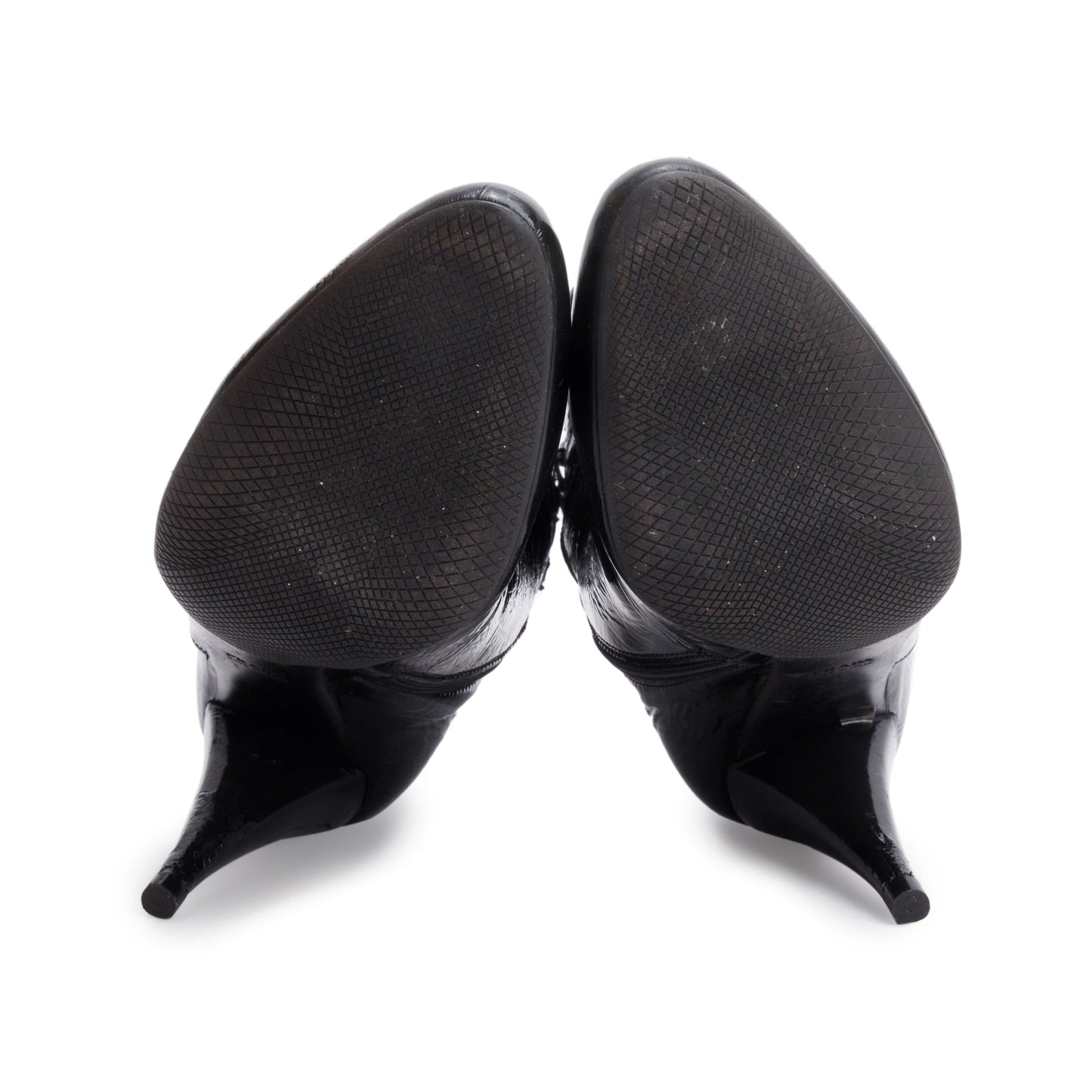 Prada Black Patent Leather Ankle Boots, Size 37.5