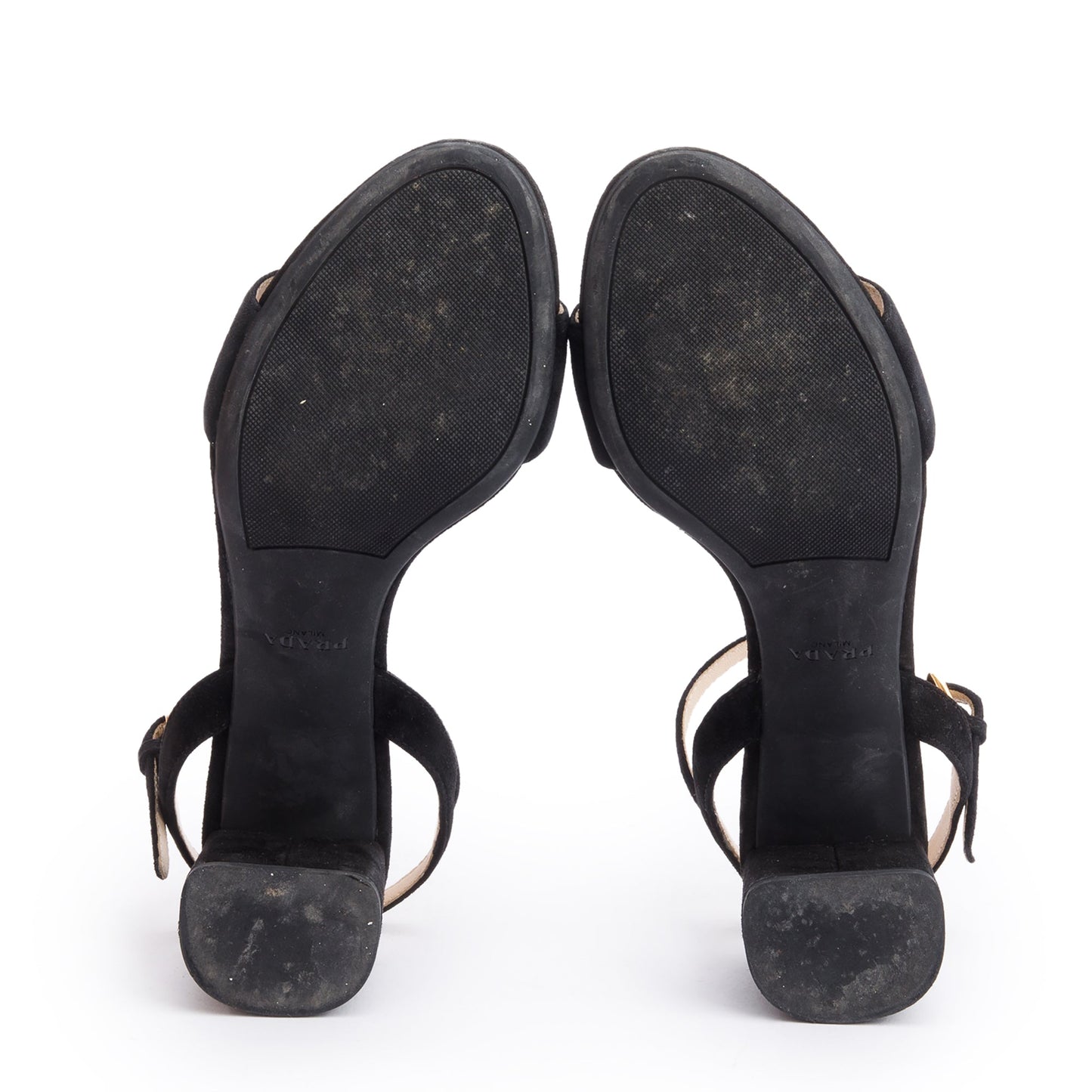 Prada Black Suede Sling Back Sandals, Size 36