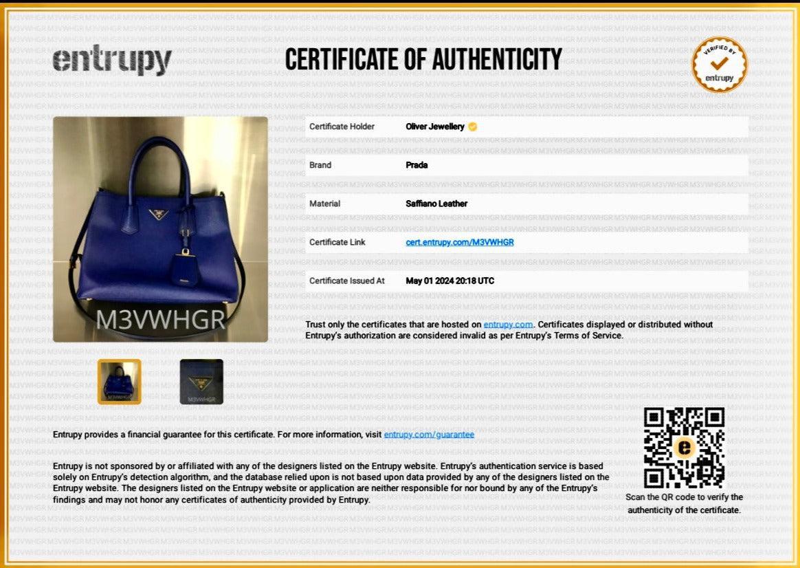 Prada Blue Saffiano Lux Medium Cuir Double Tote