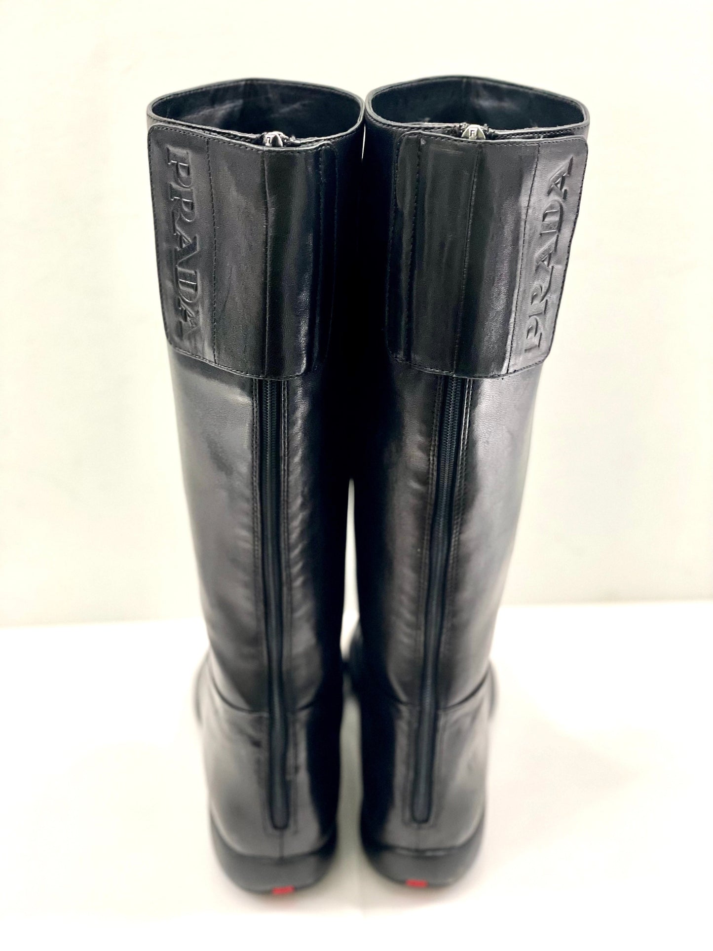 PRADA LINEA ROSSA NAPPA LEATHER TALL BOOTS