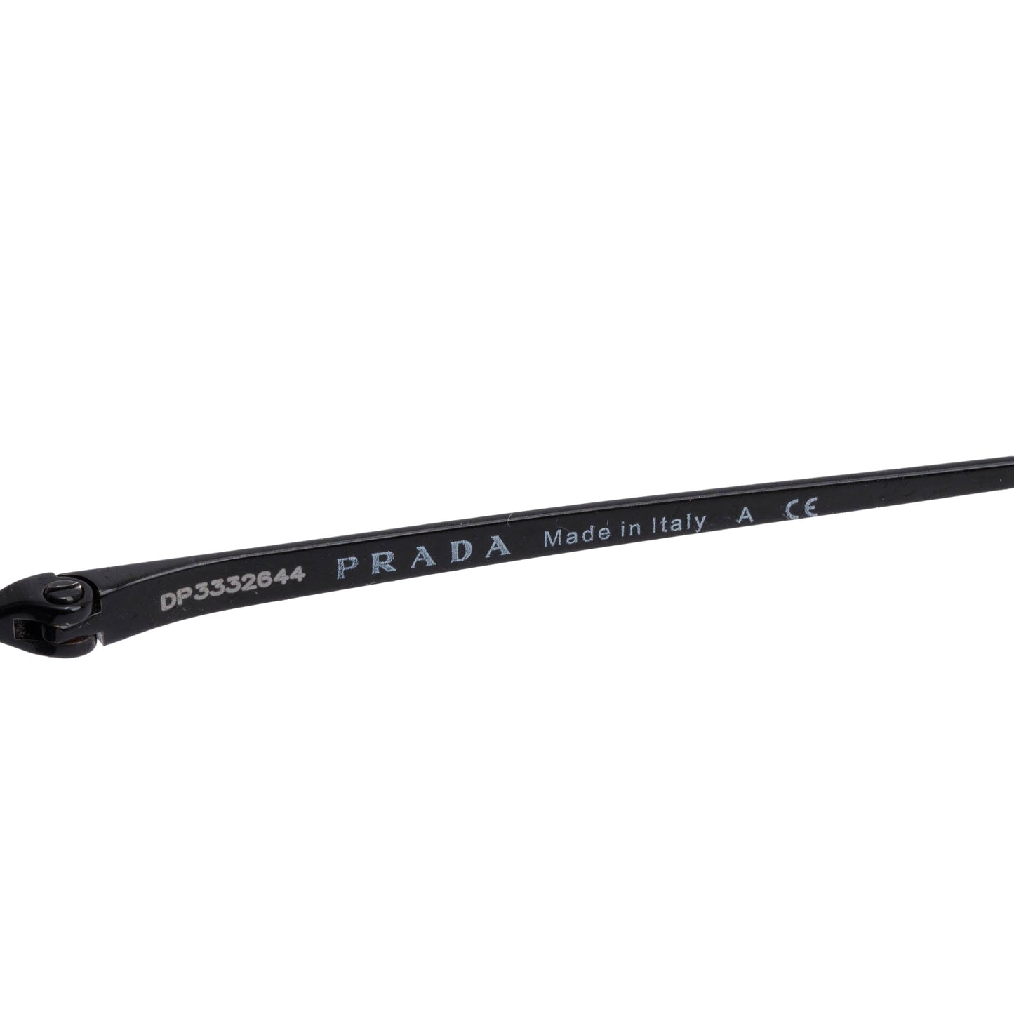 Prada SPR61V Black Metal Rimless Rectangle Shield Sunglasses