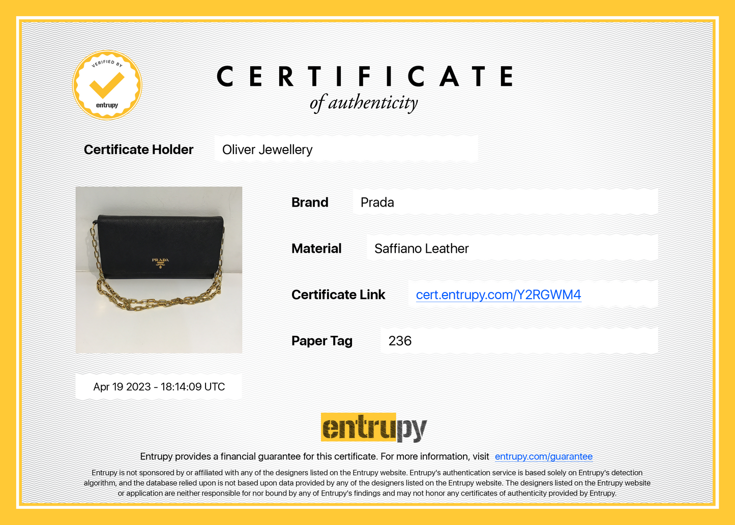 Prada Saffiano Lux Wallet on Chain
