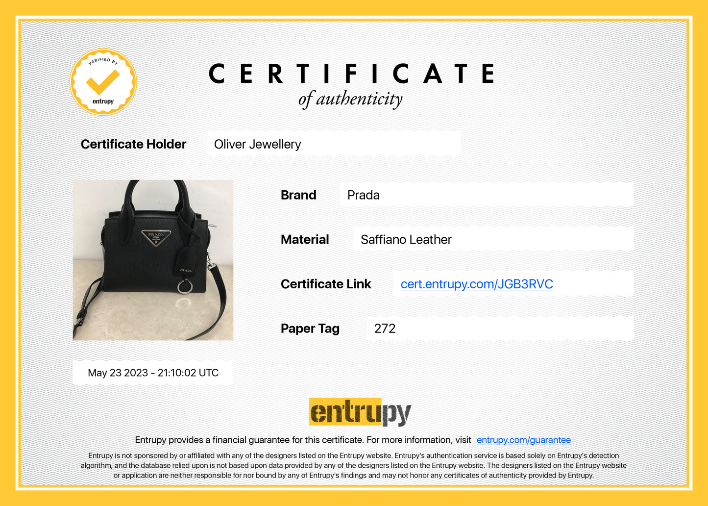 Prada Small Saffiano Cuir Kristen Bag with Strap