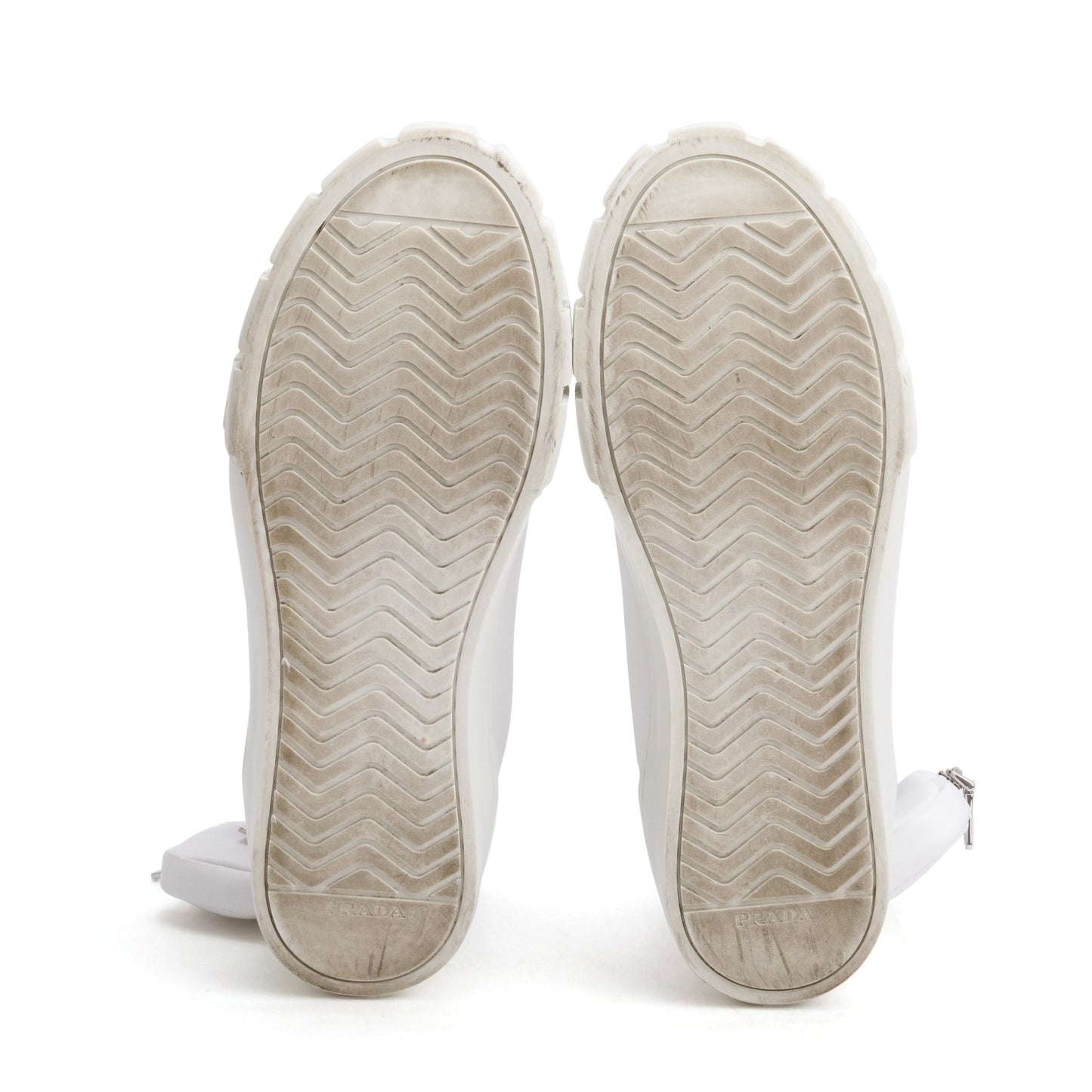 Prada White Re-Nylon Wheel High-Top Sneakers