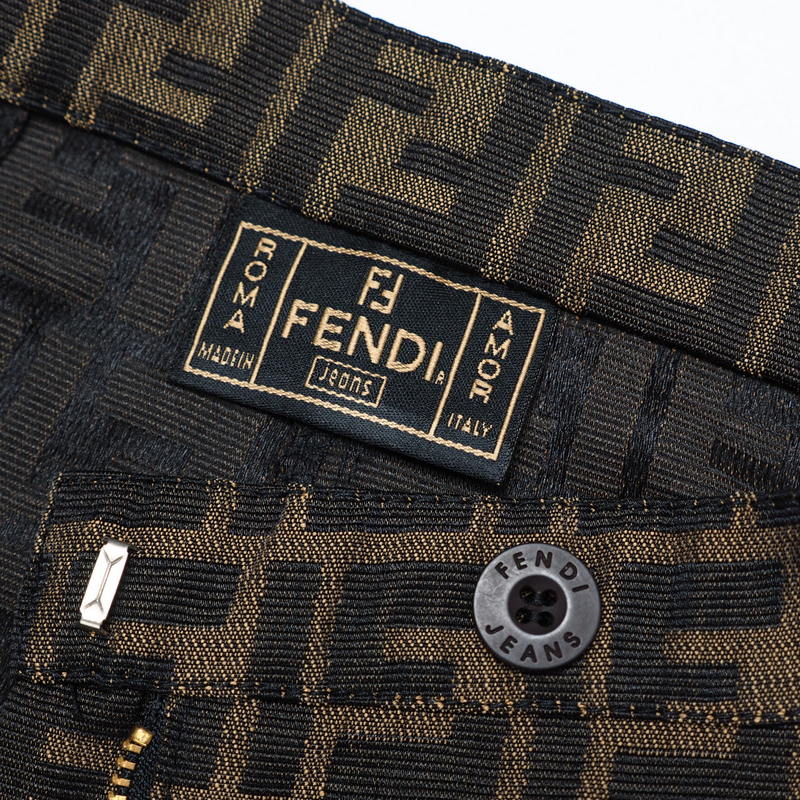 FENDI skirt 09.571960 66960 polyester Brown Zucca Pattern FF logo tight skirt Women 38