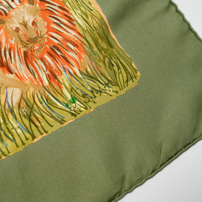 HERMES scarf silk Green type Nuba Mountain Women