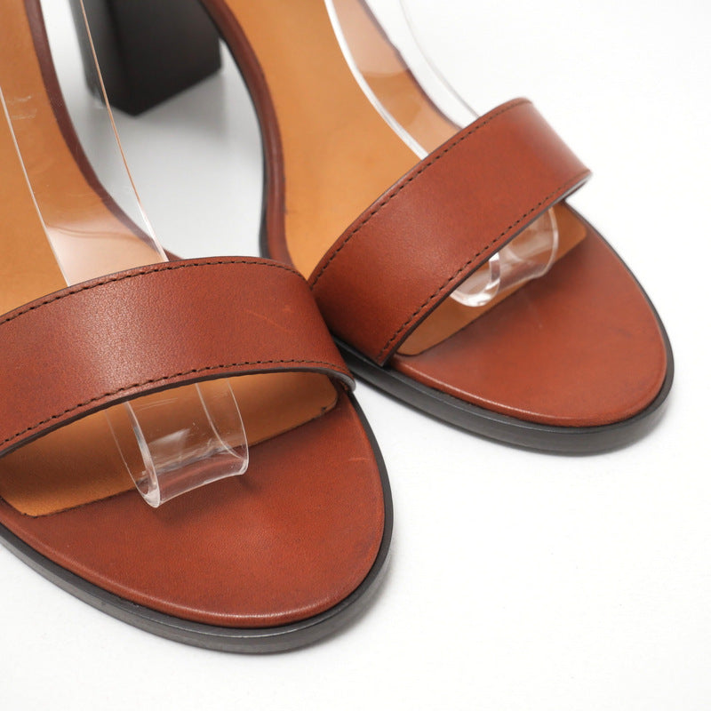 CELINE Sandals Genuine Leather Brown Women 37.5