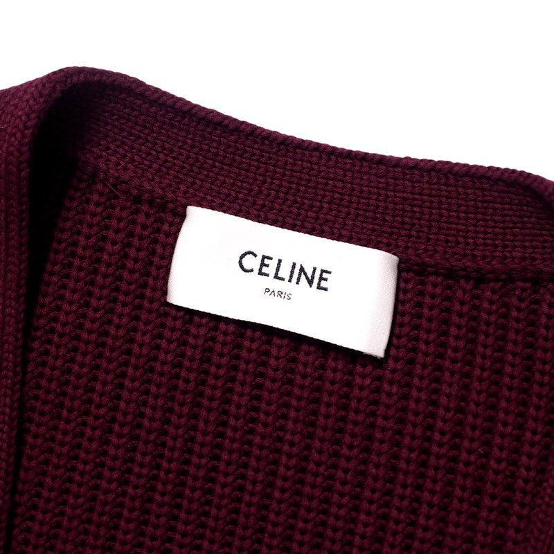 CELINE cardigan 2AD7O192W knit Wine Red/Ivory mens S(165/84A)