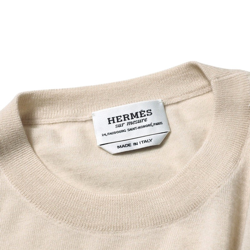HERMES sweater 516102H cashmere light beige mens No size listed