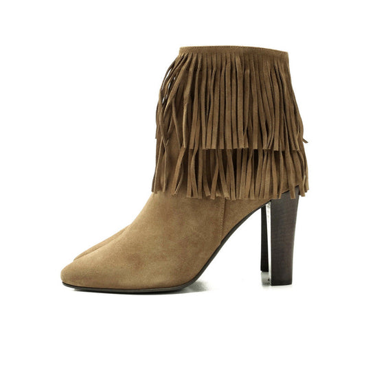 SAINT LAURENT PARIS boots 441319 Suede Brown Women 37.5